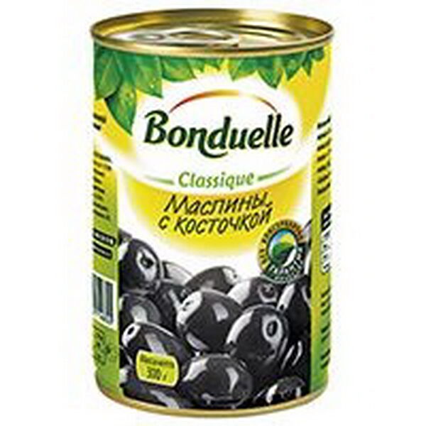 Оливки черные (маслины) с косточками Bonduelle  ж/б 314 мл