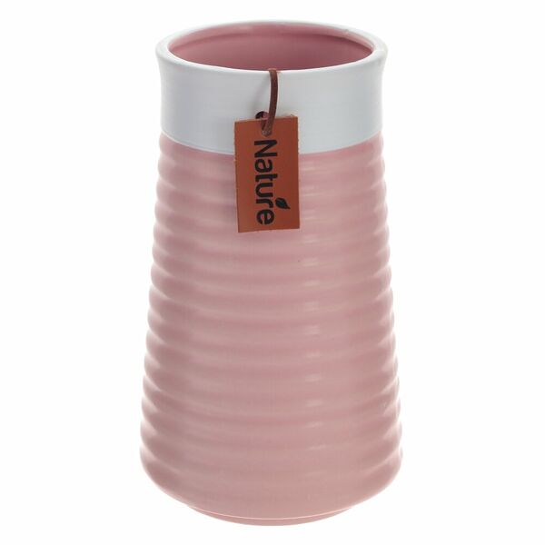 Ваза, 11х11х18 см, цилиндр, керамика, розовый