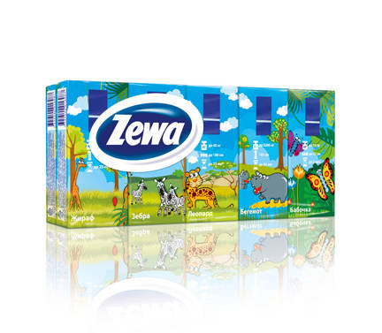 

Платочки бумажные носовые Zewa Kids детские 3 слоя 10 шт. x 10 шт.