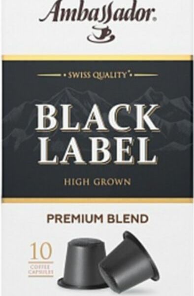 Кофе Ambassador Black Label Капсулированный натуральный жареный молотый 10х5г