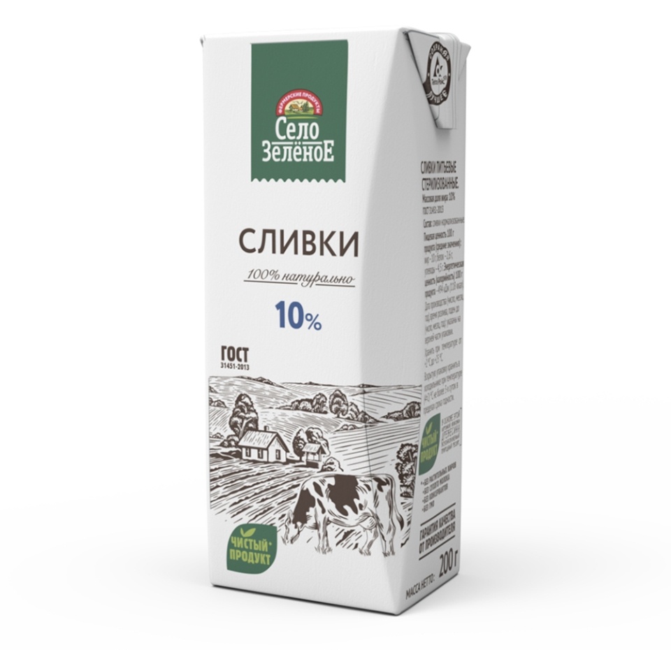 

Сливки Село Зелёное 10% 200 мл