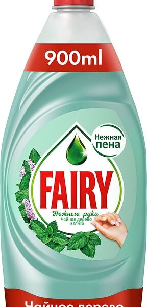 Средство для мытья посуды Fairy Нежные ручки Чайное дерево и мята 900мл
