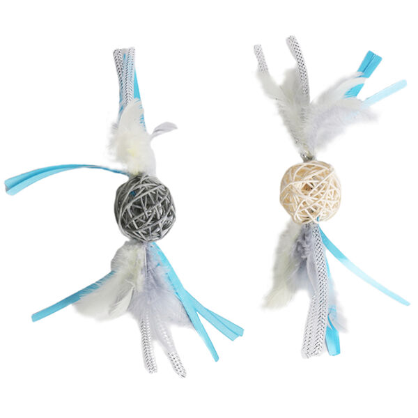 Petpark игрушка плетёные мячики с перьями