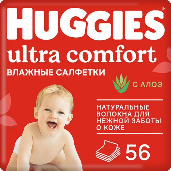 Влажная салфетка Huggies Ultra Comfort с алоэ N56