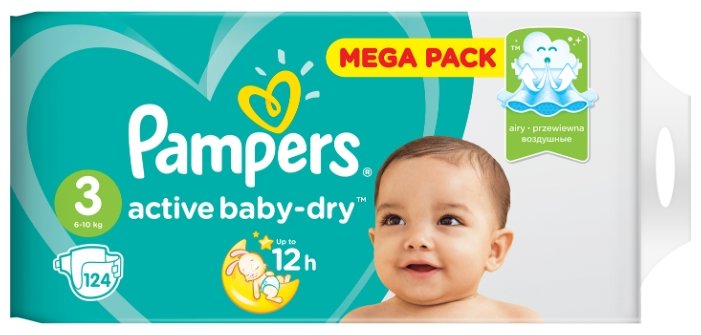 

Подгузники Pampers Active Baby-Dry Midi 6-10кг 124шт
