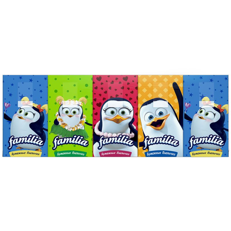 

Платочки носовые Familia трехслойные 10х10 шт.