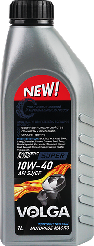 Масло моторное ВОЛГА ОЙЛ Super 10W–40 SJ/CF, Арт. 800444, 1л
