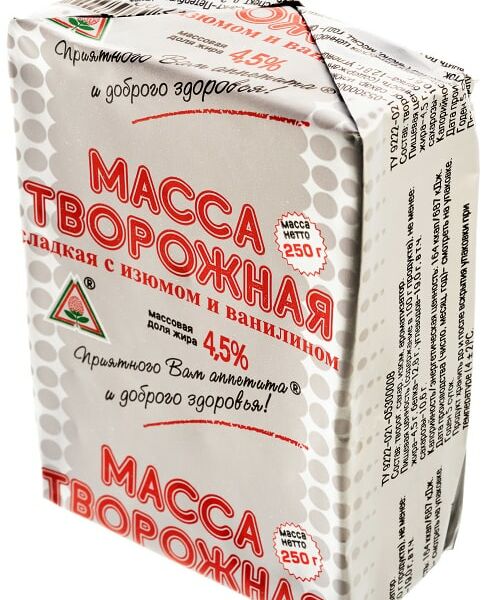 Масса творожная Пискаревский Молочный Завод с изюмом 4.5% 250 г
