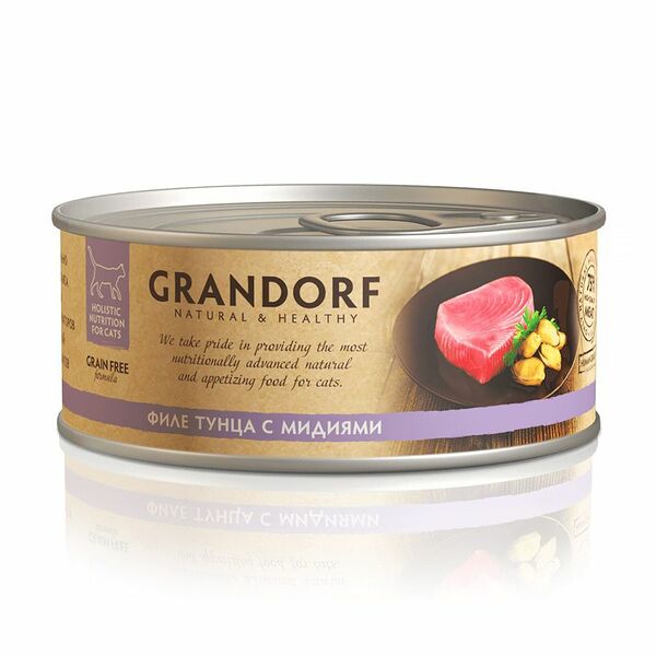 Консервы для кошек Grandorf филе тунца с мидиями 70 г