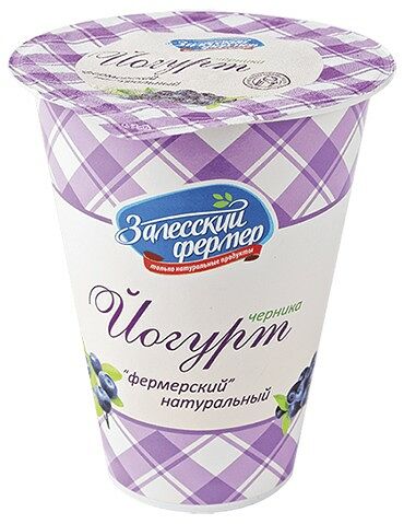 Йогурт фермерский черника жир. 3,5 % пл/ст залесский фермер