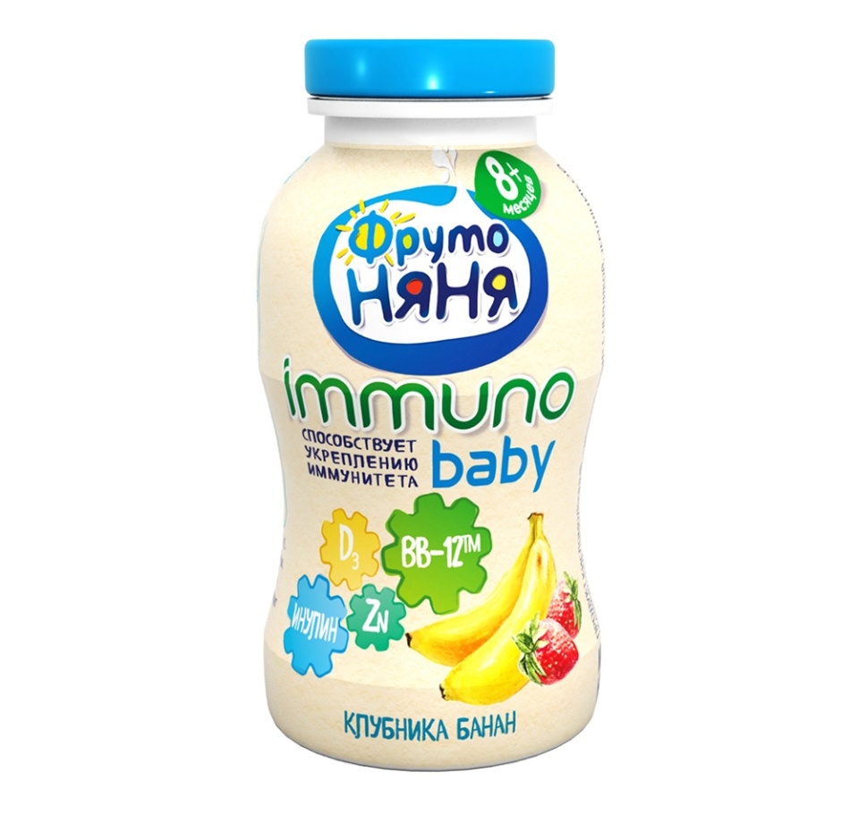 

Кисломолочный продукт Фрутоняня Иммуно бэби с клубникой и бананом 2,7% 100 г