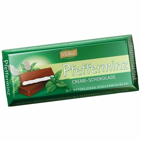 Шоколад тёмный Bohme с мятной начинкой 62%, 100г