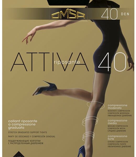 Колготки Omsa Attiva 40 Nero Черные Размер 3