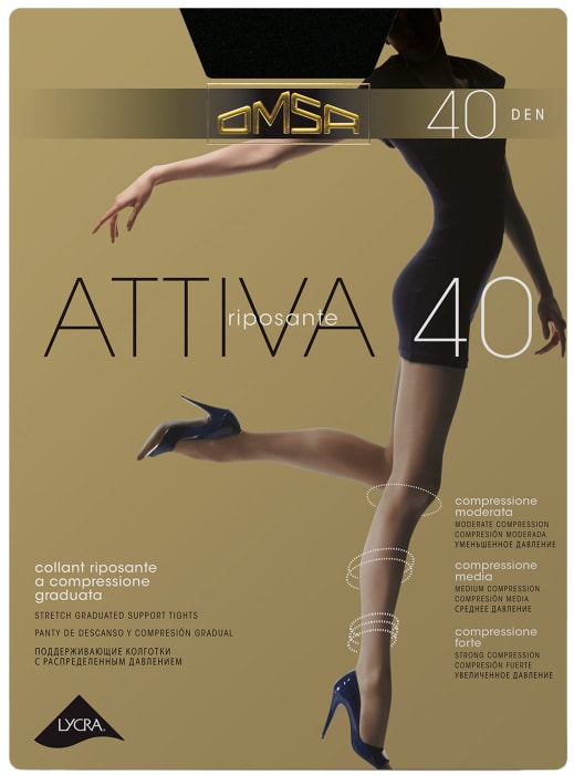 

Колготки Omsa Attiva 40 den Nero Черные Размер 4