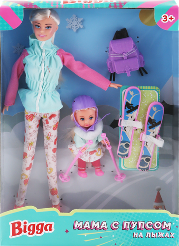

Набор игровой BIGGA Кукла с пупсом на лыжах, 6 предметов Арт. LF001