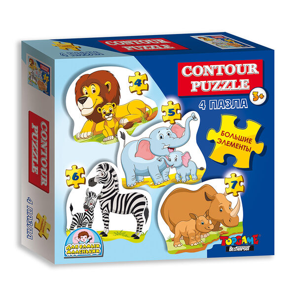 Гп.Контурный пазл 4в1 на 4,5,6,7 элементов 