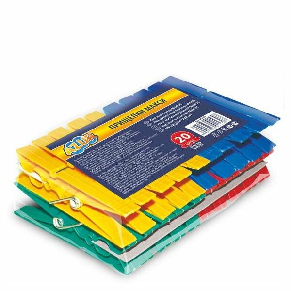 Прищепки Azur Макси цвет, в ассортименте, 20 шт.