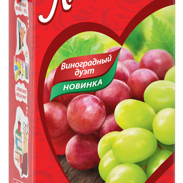 Напиток сокосодержащий Любимый Виноградный дуэт, виноград-яблоко, осветленный