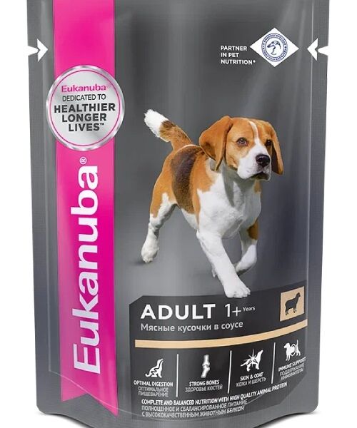 Eukanuba Dog пауч для взрослых собак (кусочки в соусе) Ягненок
