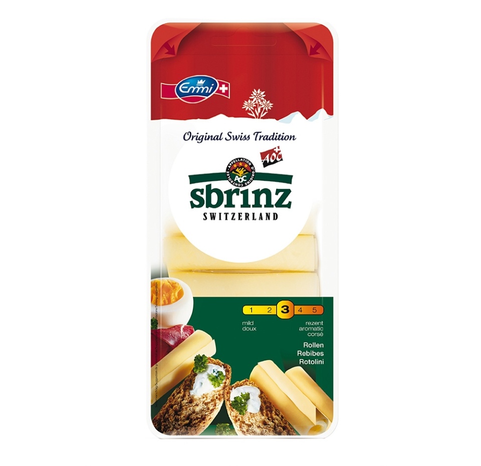 

Сыр твердый Emmi Sbrinz роллы 45% 100 г