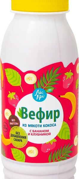 Напиток кокосовый АйсКро Вефир с бананом и клубникой 250мл