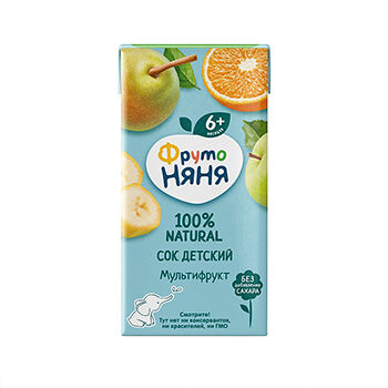 Сок ФрутоНяня мультифруктовый с 6 месяцев 200 мл