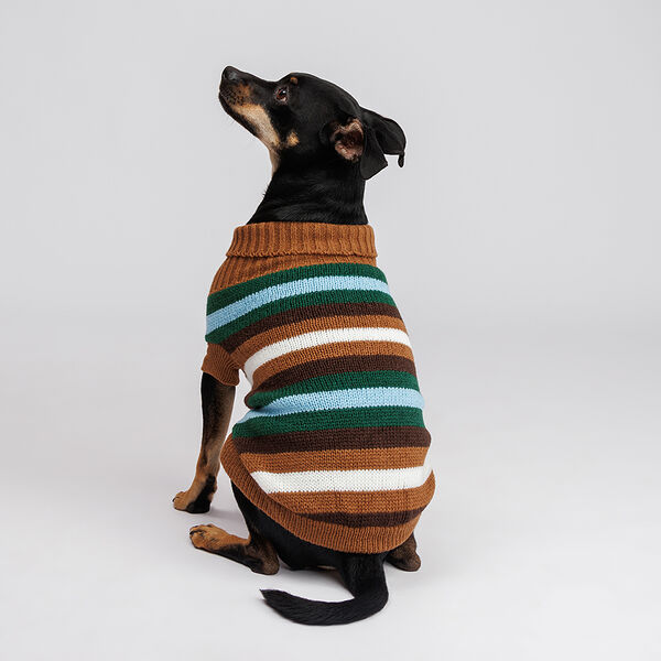 Свитер полосатый для кошек и собак, 40 см, коричневый