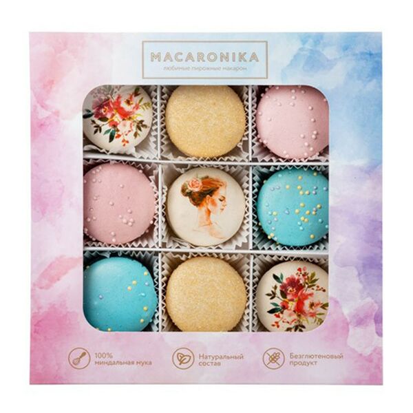 Набор пирожных Macaronika макарон, 9 шт.
