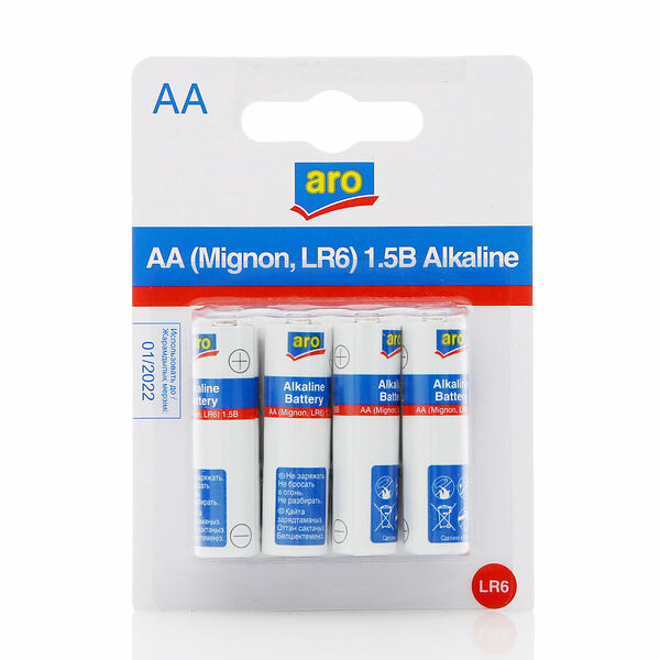 Батарейки алкалиновые АА ТМ Aro (Аро), 4 шт