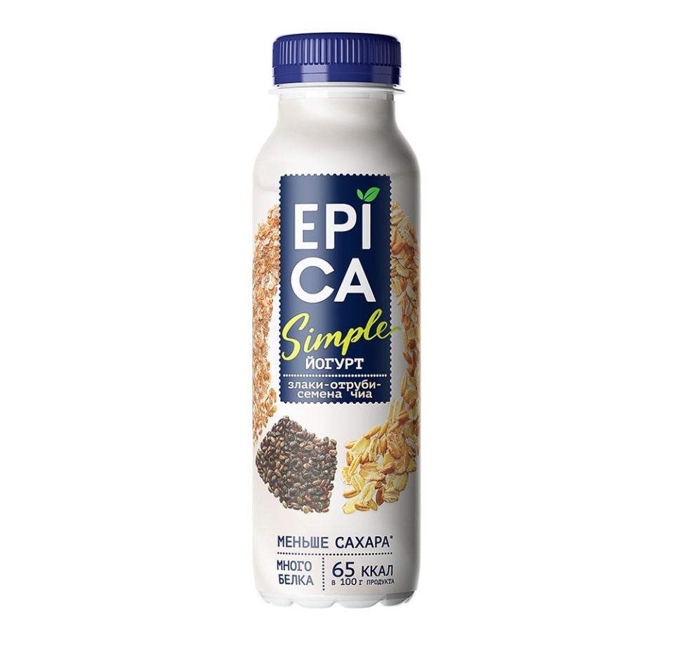 

Йогурт Epica Simple Злаки-отруби-семена чиа питьевой 1.2%, 290 мл