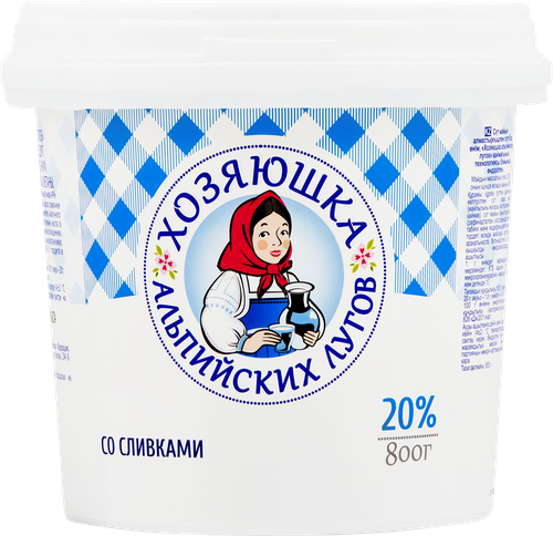 

Сметанный продукт Хозяюшка альпийских лугов 20% 800 г