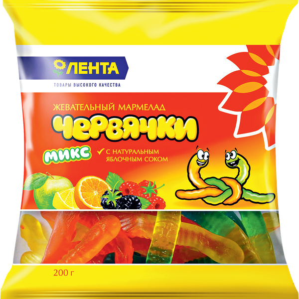 Мармелад жевательный ЛЕНТА Червячки микс