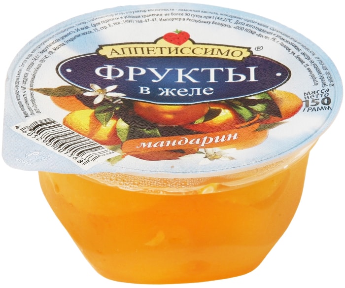 

Желе плодово-ягодное Аппетиссимо Мандарин в желе 150 г