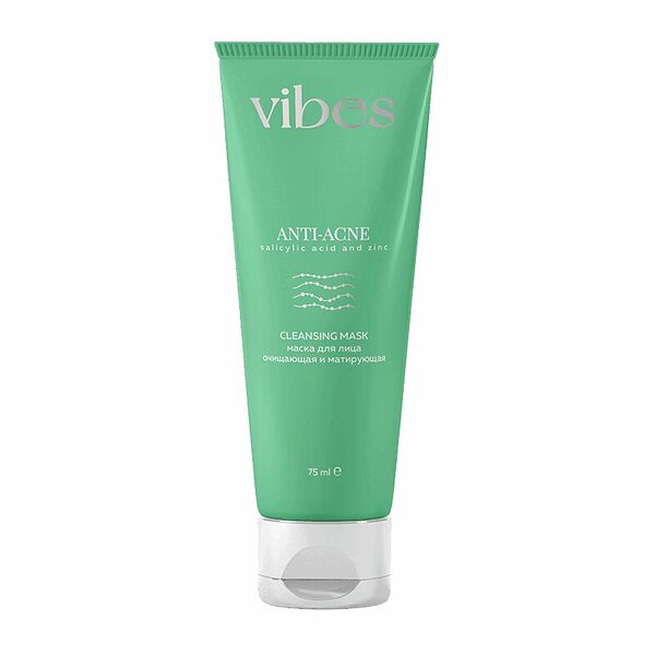 Маска для лица Vibes Anti-acne очищающая и матирующая с салициловой кислотой и цинком 75 мл