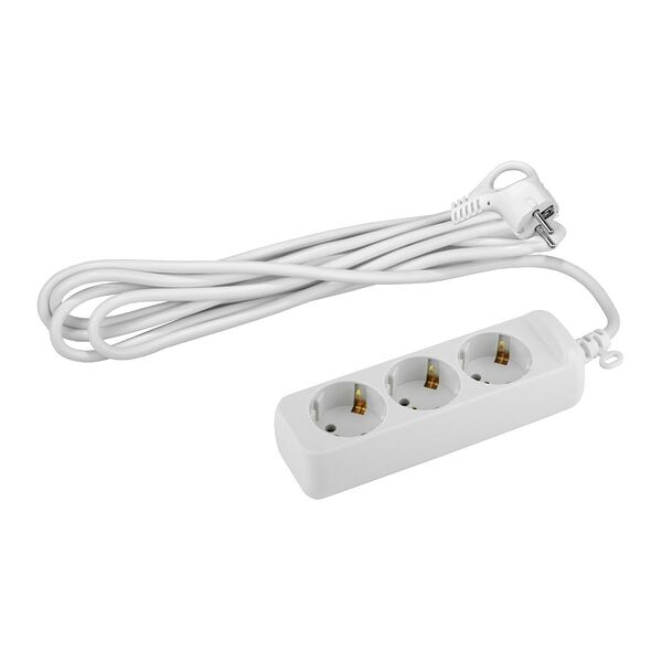 Удлинитель электрический ЭРА, 3 гнезда, с заземлением, 1,5 м, белый