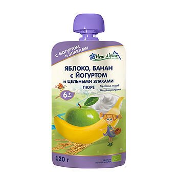 Пюре детское Fleur Alpine Яблоко и банан с йогуртом, с 6 месяцев