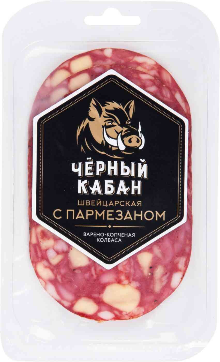 

Колбаса варено-копченая Черный кабан Швейцарская с пармезаном 85 г