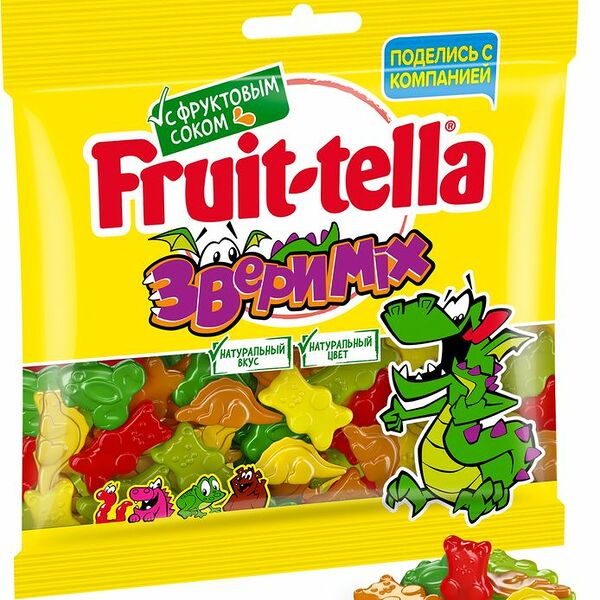 Мармелад Fruittella Звери Mix жевательный апельсин-яблоко-лимон-клубника-малина 150г