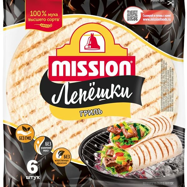 Лепешки Mission Тортильи пшеничные оригинальные гриль 250г