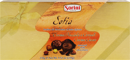 Конфеты Sorini Sofia из молочного шоколада с ореховой начинкой и хрустящими хлопьями