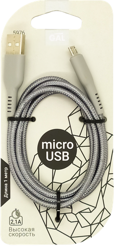 

Кабель GAL 5976/2852 USB-micro USB 2,1А 1м, нейлон, стальной