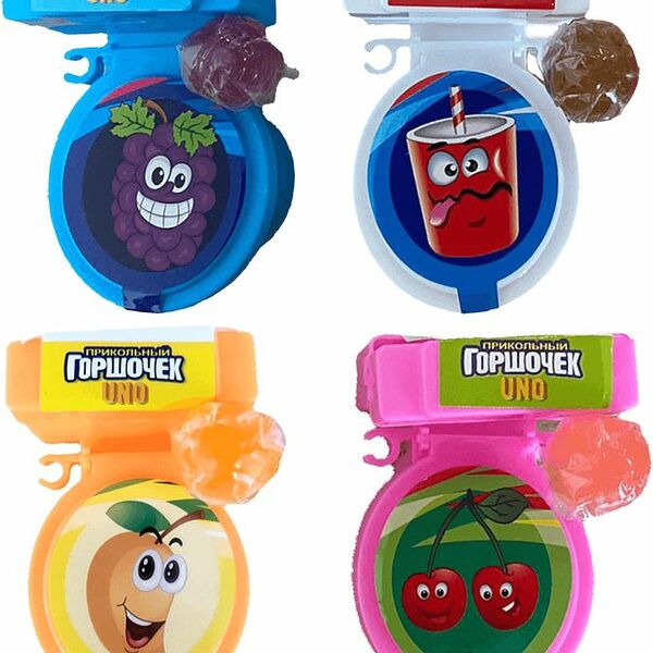 Карамель Uno Прикольный горшочек с кислой пудрой 1 шт. 10 г в ассортименте
