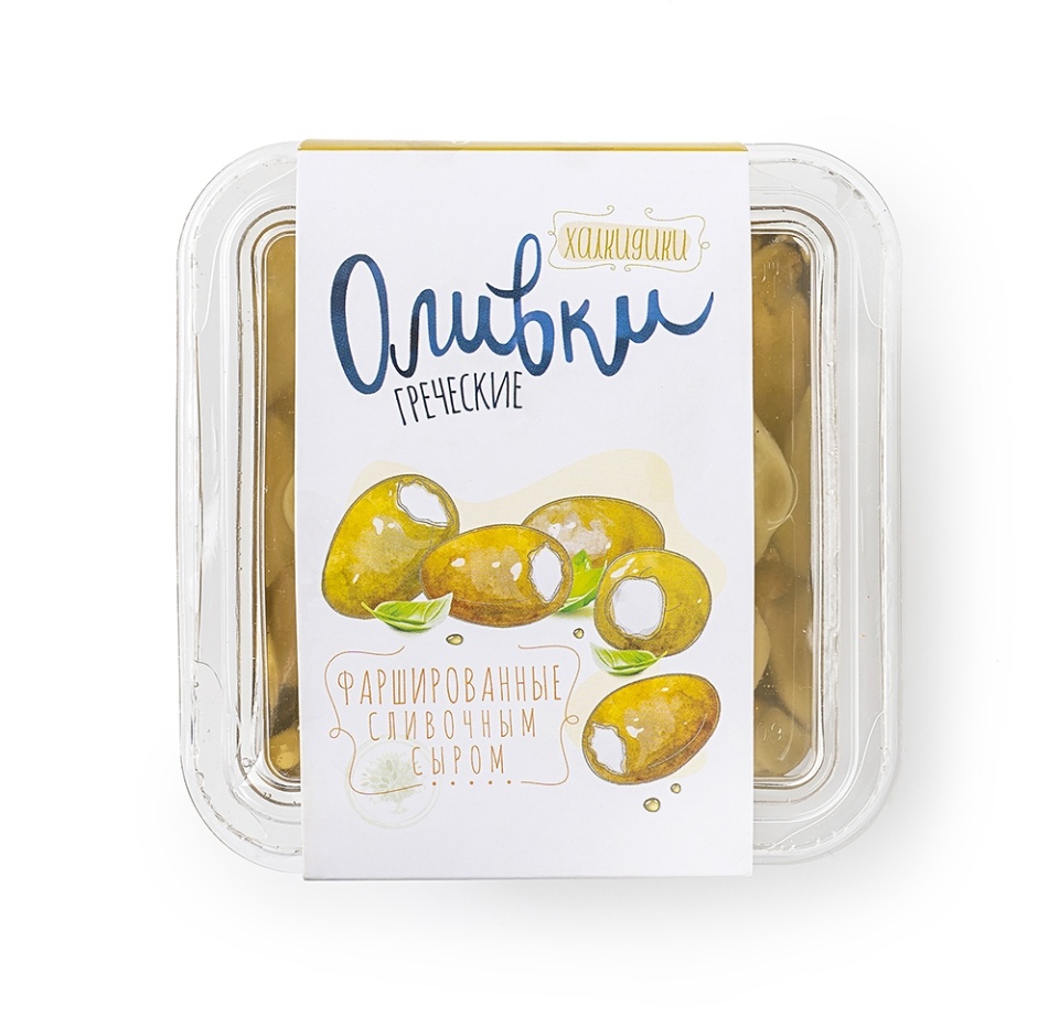 

Оливки натуральные без косточки фаршированные сливочным сыром 300г, Россия