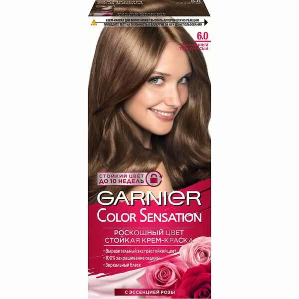 Garnier Стойкая крем-краска для волос Color Sensation, Роскошь цвета оттенок 6.0 Роскошный темно-русый 110 мл