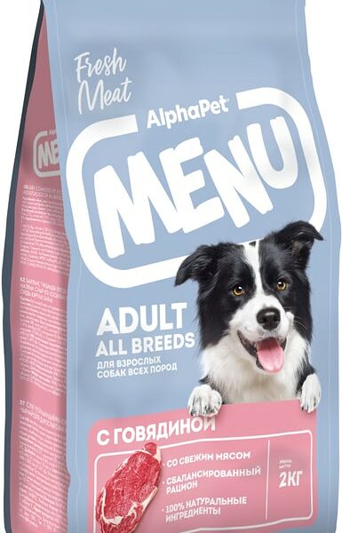Сухой корм для собак AlphaPet Menu с говядиной 2кг