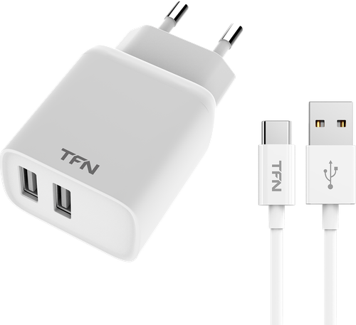 

Сетевое зарядное устройство TFN 2USB RAPID 2.4A, кабель Type-C