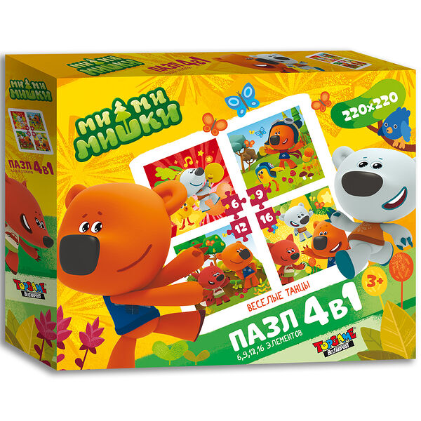Гп.Пазл 4в1 на 6,9,12,16  элементов Ми-ми-Мишки 