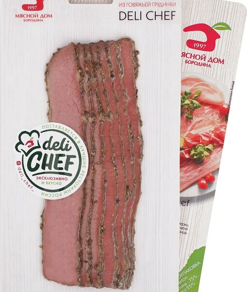 Пастрами Мясной дом Бородина Deli Chef копчено-вареный 0.1-0.2кг