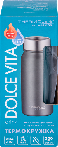 

Термокружка THERMOCAFE BY THERMOS Dolce Vita-500 Drink ТМ 500мл, нержавеющая сталь, Арт. 563026