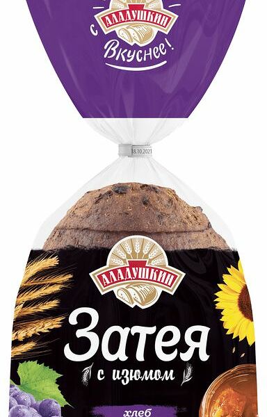 Хлеб Аладушкин Затея заварной в нарезке, с изюмом